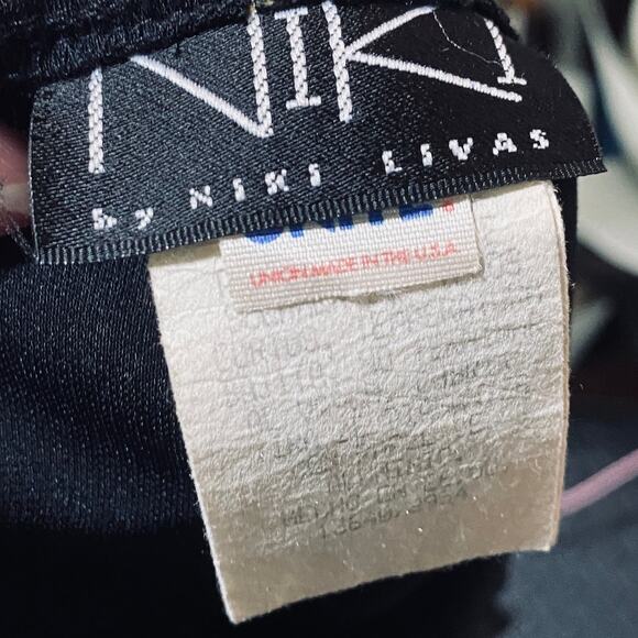 Vintage 90s Jumpsuit Embellished Rhinestone Choker Keyhole Neck Flared Leg Black - Picture 9 of 12